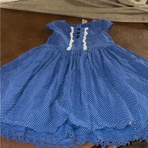 Wildflowers Blue and White Polka Dot Kids Dress